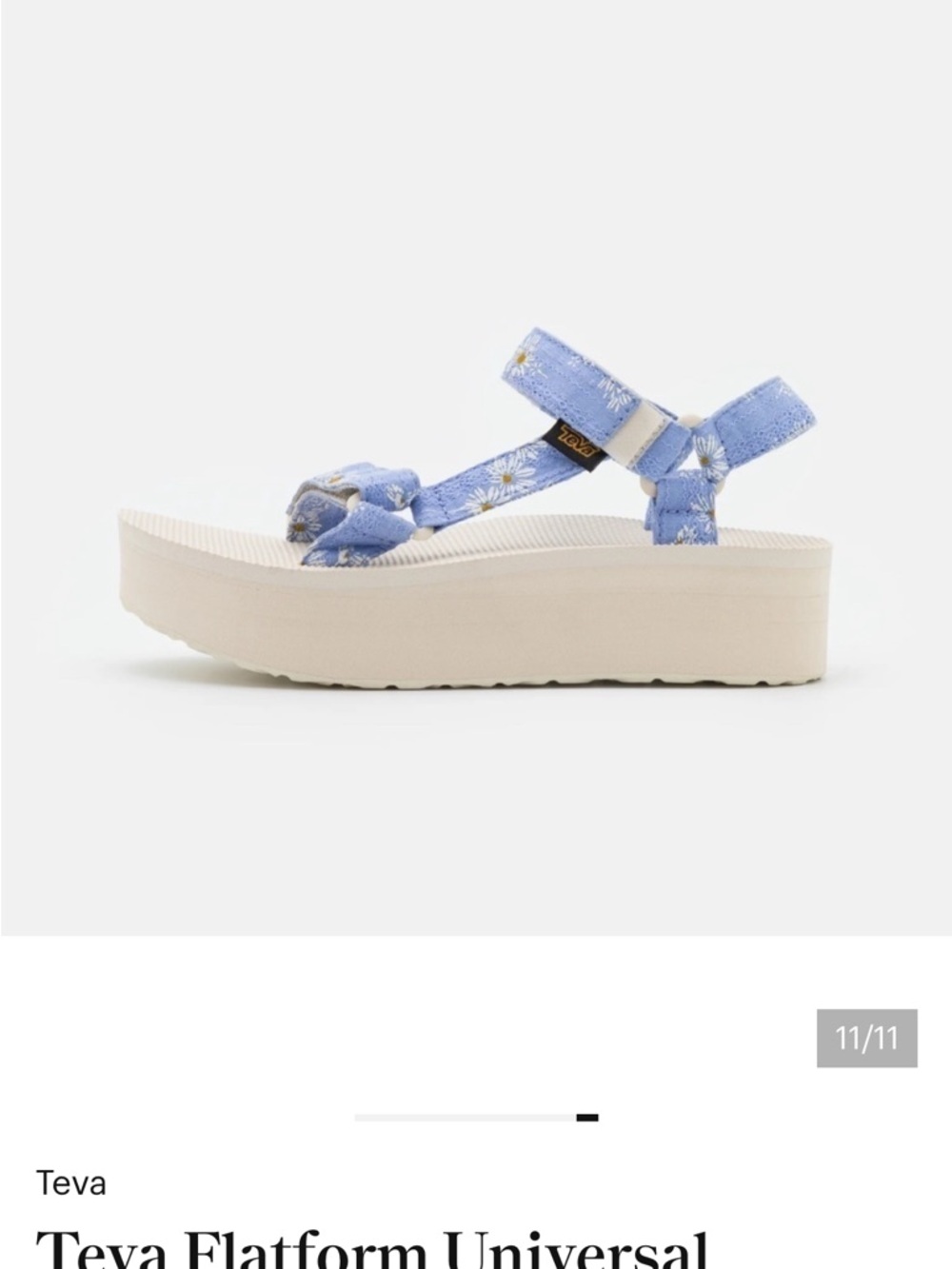 Teva Flatform Gloriosa Universal Perwinkle Daisies Platform Sandals EUC - Picture 2 of 12